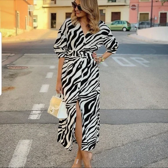 ZARA ANIMAL PRINT DRESS - Picture 8 of 15